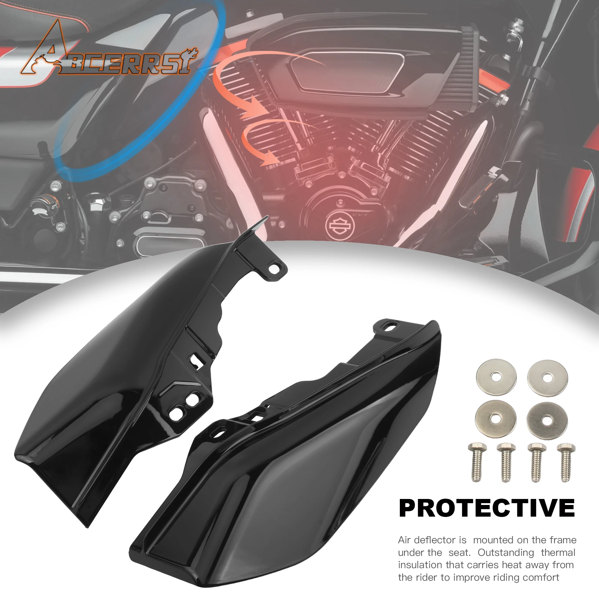 

ATV UTV Motorcycl Mid-Frame Heat Shield Air Deflector Trim for Harley Touring Electra Street Glide Road King 2001-2023 Modified