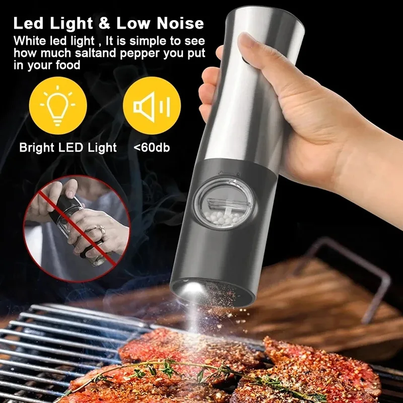 Electric Spice Grinder Salt And Pepper Mills Portable Kitchen Cooking Tool with Cleaning Brush as Free Gift