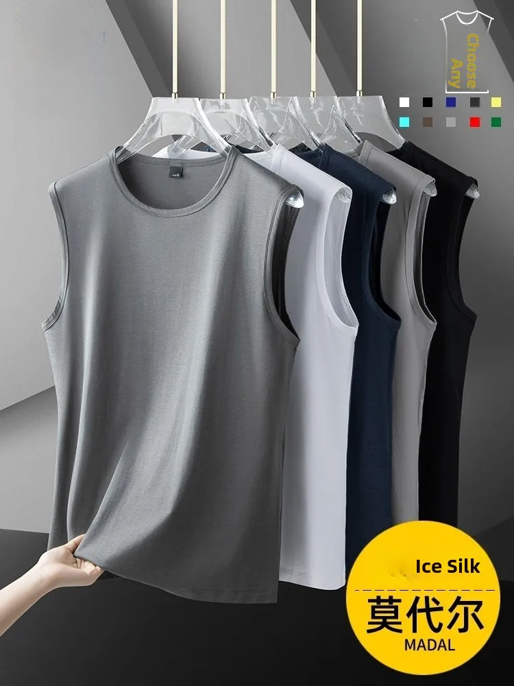 

Jeanswest Men's Modal Sports Vest Breathable Fitn Tank Top Svel Summer Faion Casual round Ne Sweatirt