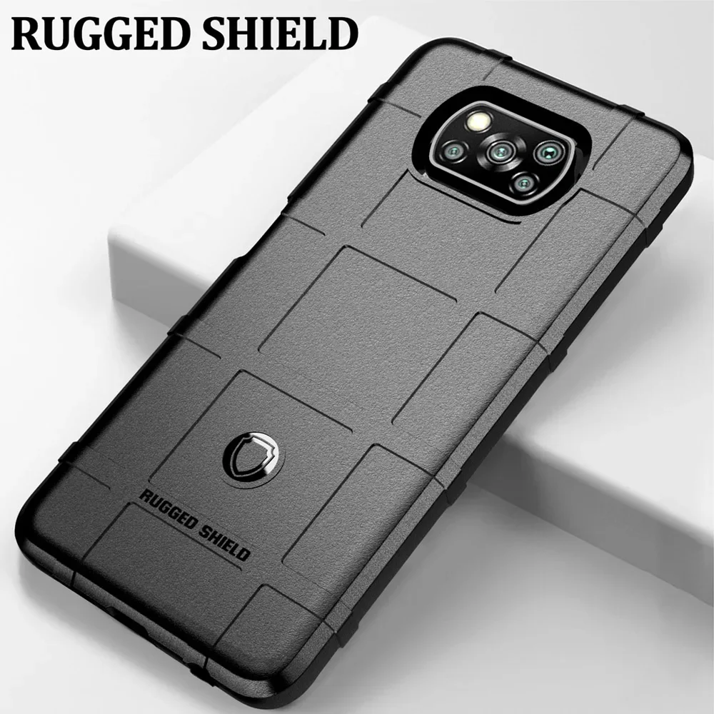 Rugged Shield Silicone Case For Xiaomi Mi Poco X3 NFC  Pro M3 F3 Heavy Duty Shockproof Protective Phone Back Cover Coque