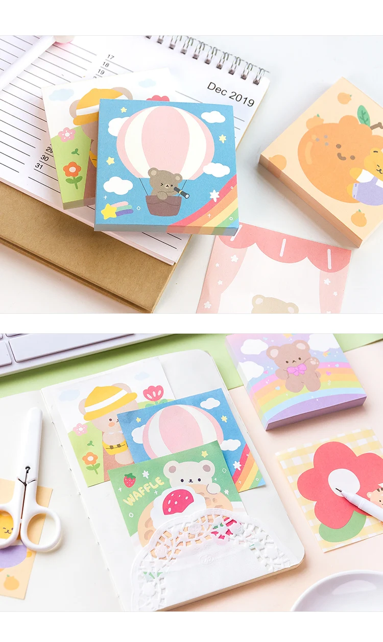 Mr. Bear II Kawaii Square Notes Cartoon Message Book Memo Pad Paper 10 Types 100 Sheets