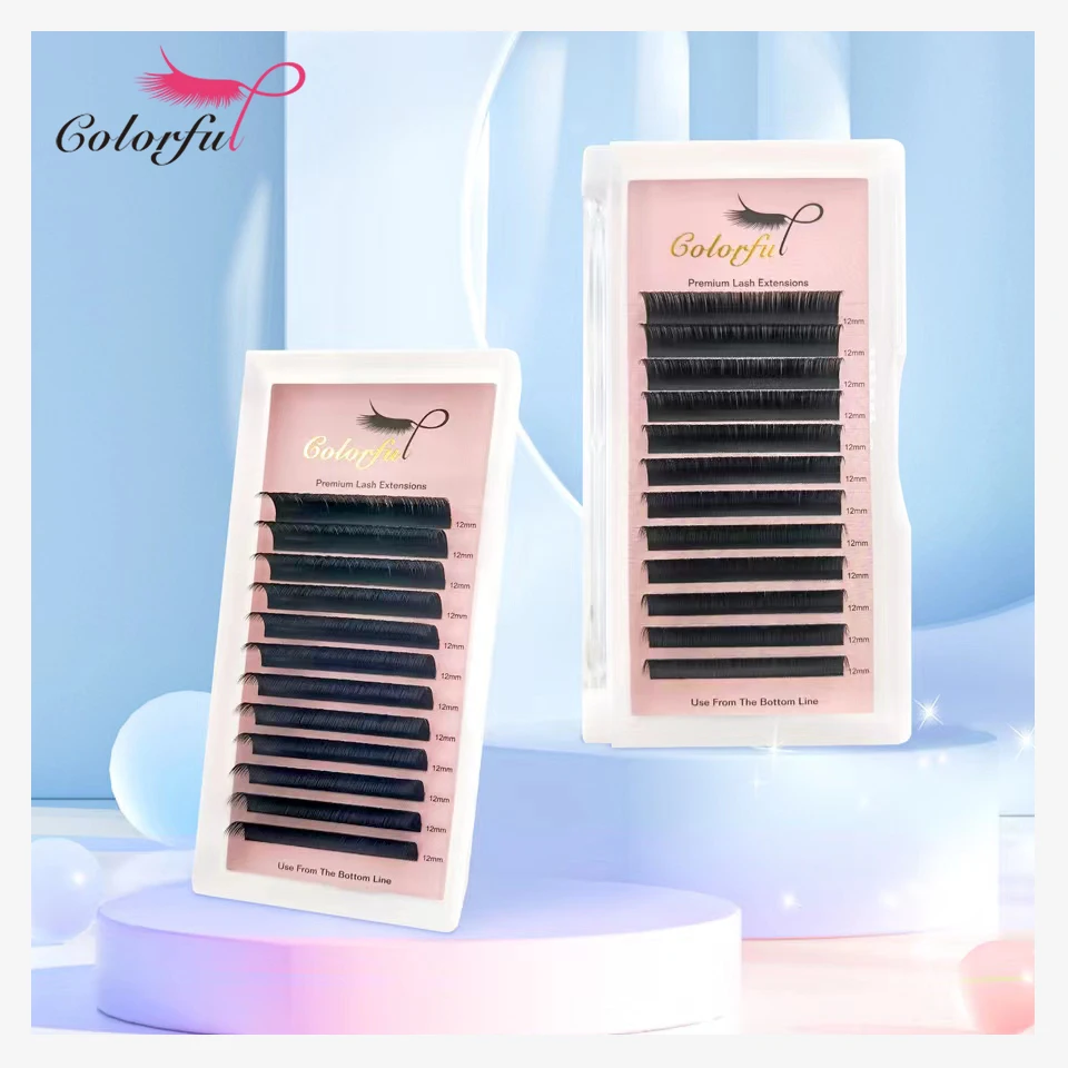 

Colorful 8-20mm Individual Eyelash Extensions Faux Mink Classic Eyelash 5-7mm Bottom Lashes Short/Long Russian Volume Lash Cilio