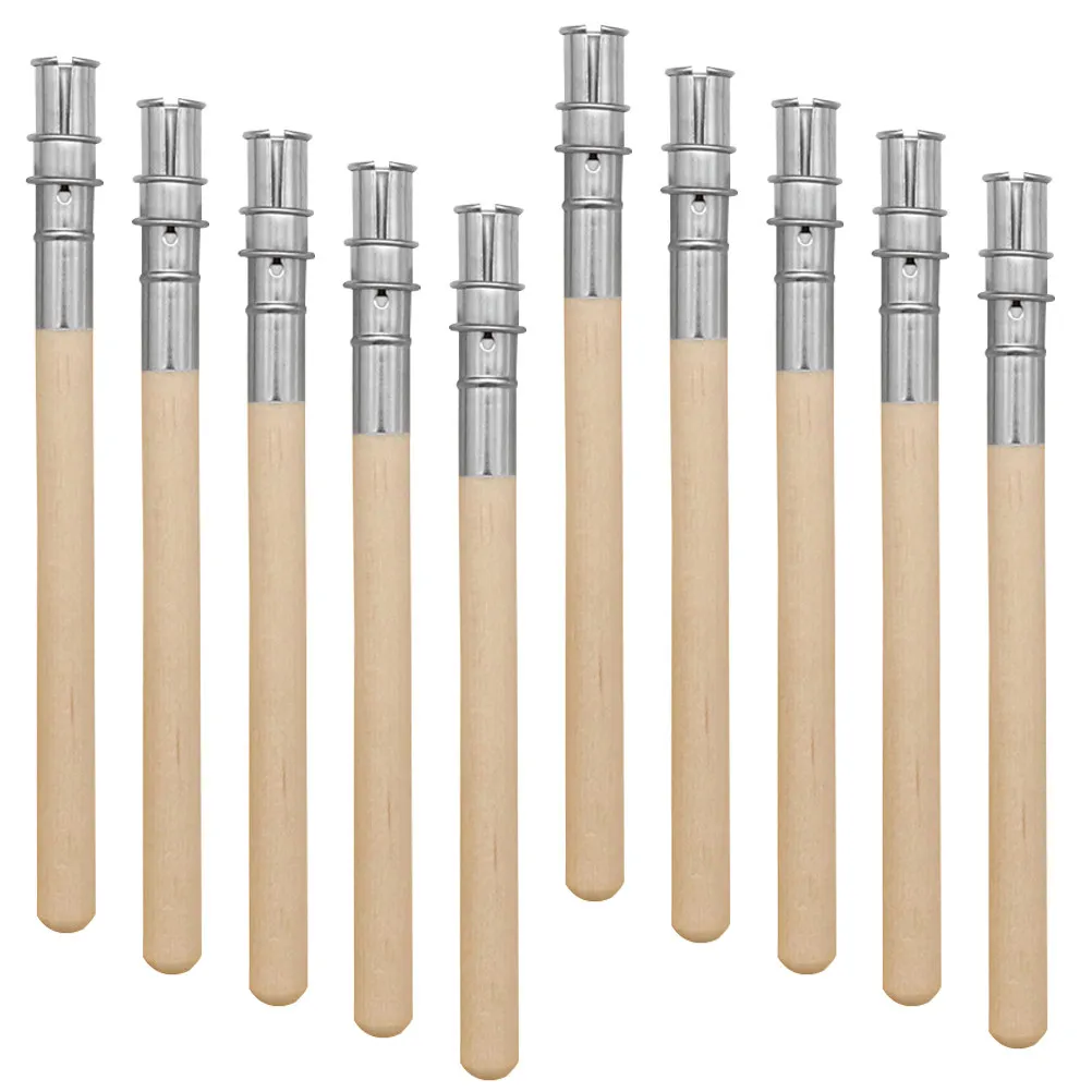 

10Pcs Eyebrow Pencil Extender Metal Wood Design Universal Brow Pencil Extension Holder for Short Eyebrow Pencils Artists