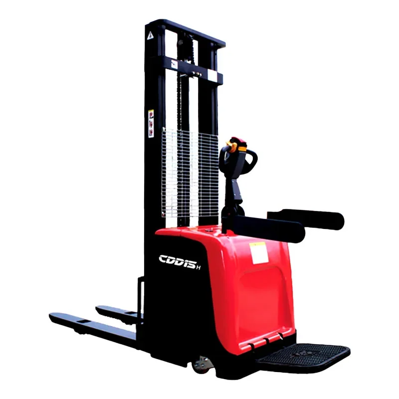 Electric Stacker 1.5T 2T Triplex Mast 4-5M Lift Lithium Battery Straddle Legs Warehouse Pallet Stacker Forklift