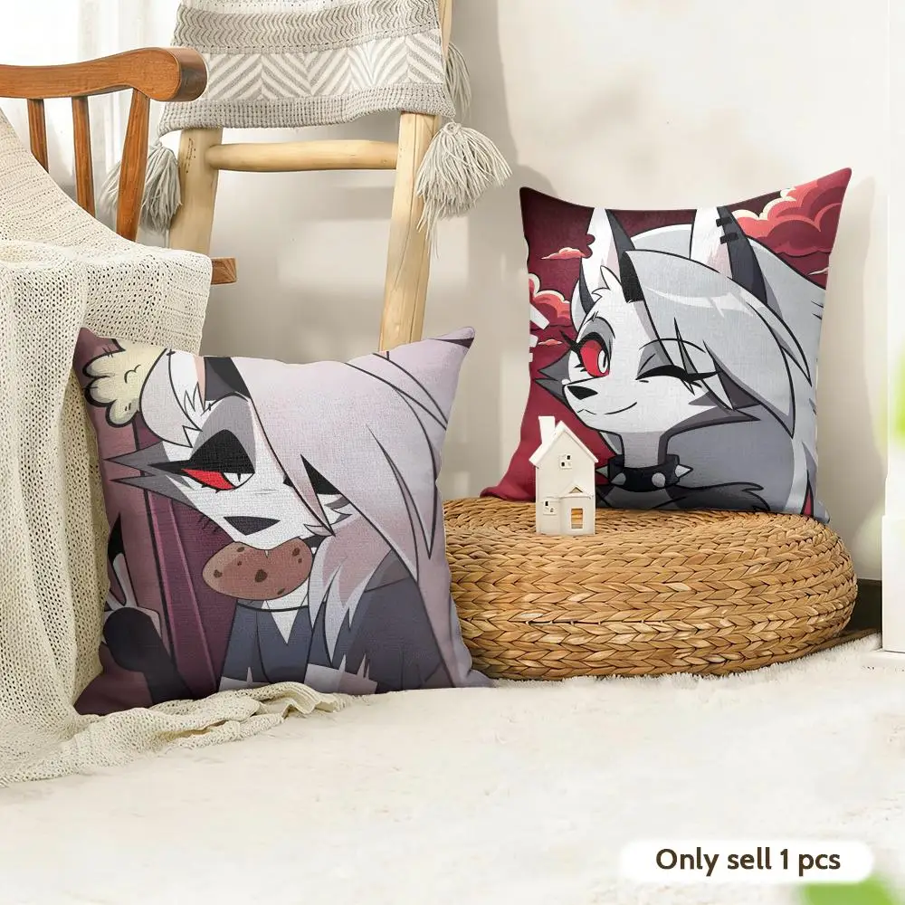 Cartoon H-Helluva Boss Loona Cushion Cover Organic Linen Square Pillow Case Durable Non-Allergenic And Kind To Skin