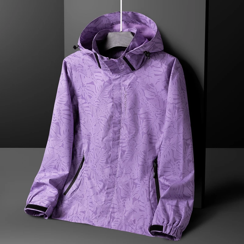 2024 New Spring Mens Lightweight Waterproof Rain Jacket Raincoat for Hiking Travel with Removable Hood Windbreaker Jacket Top