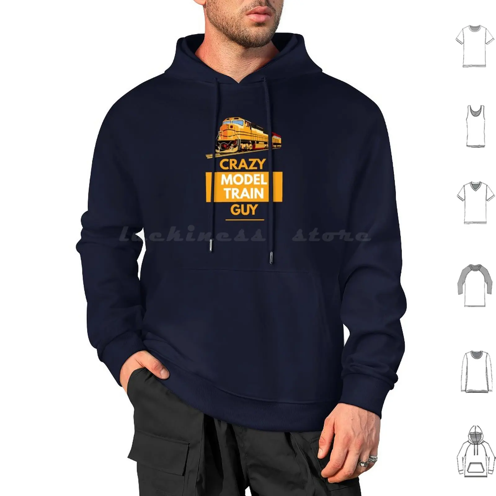 Crazy Model Train Guy Hoodies Long Sleeve Model Train Model Trains Model Railway Model Railroad Train Enthusiast Trains