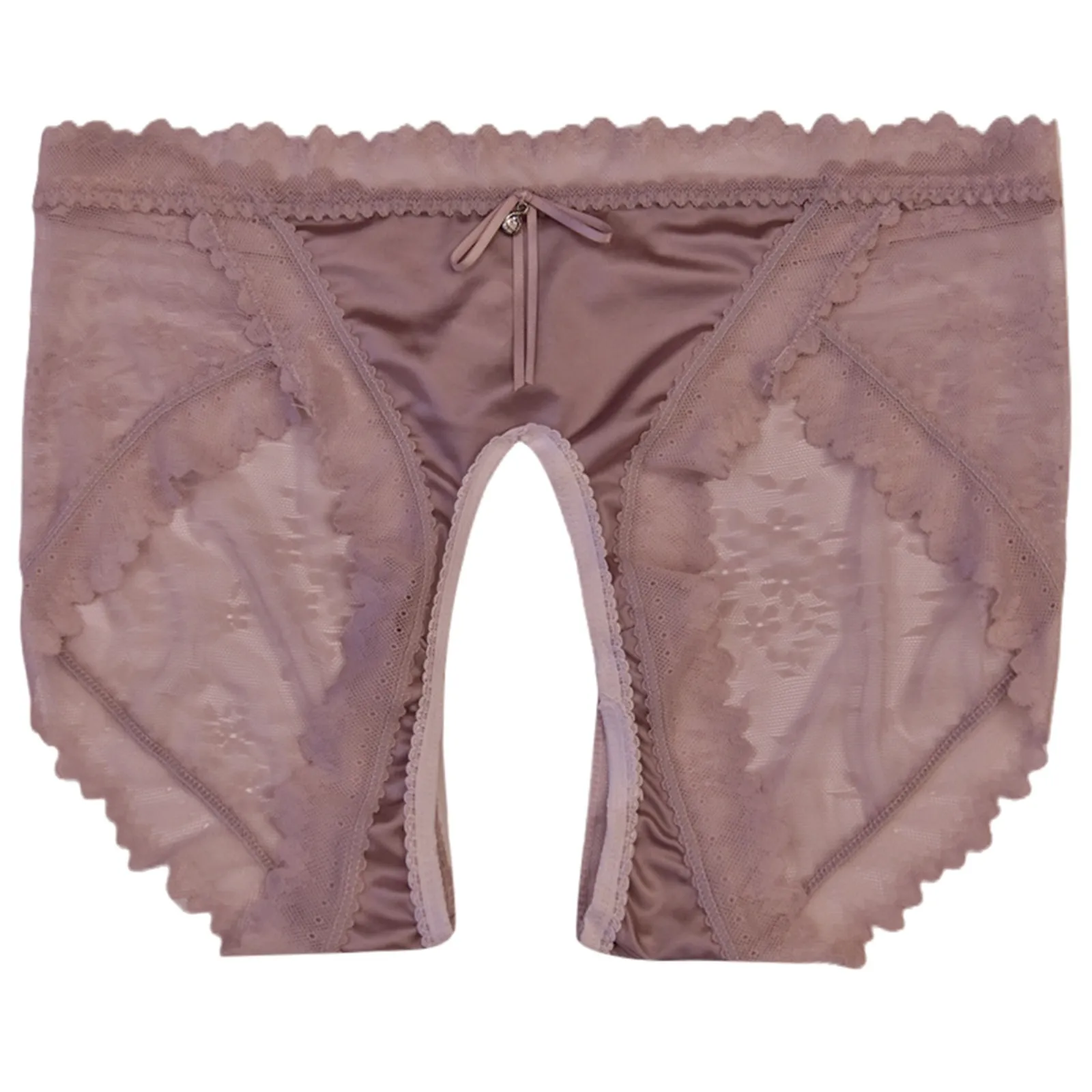 Letní útulné kalhotky pro ženy, saténové květinové krajkové spodní prádlo s otevřeným rozkrokem, sexy bezešvé kalhotky, měkké bavlněné tanga, plus velikosti, tanga - náhled 3