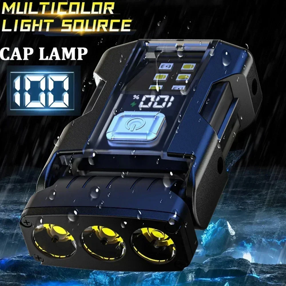 Multifunctional LED Cap Lamp USB Rechargeable Mini Flashlight Magnetic Clip On Light with Power Bank Function Camping Fishing