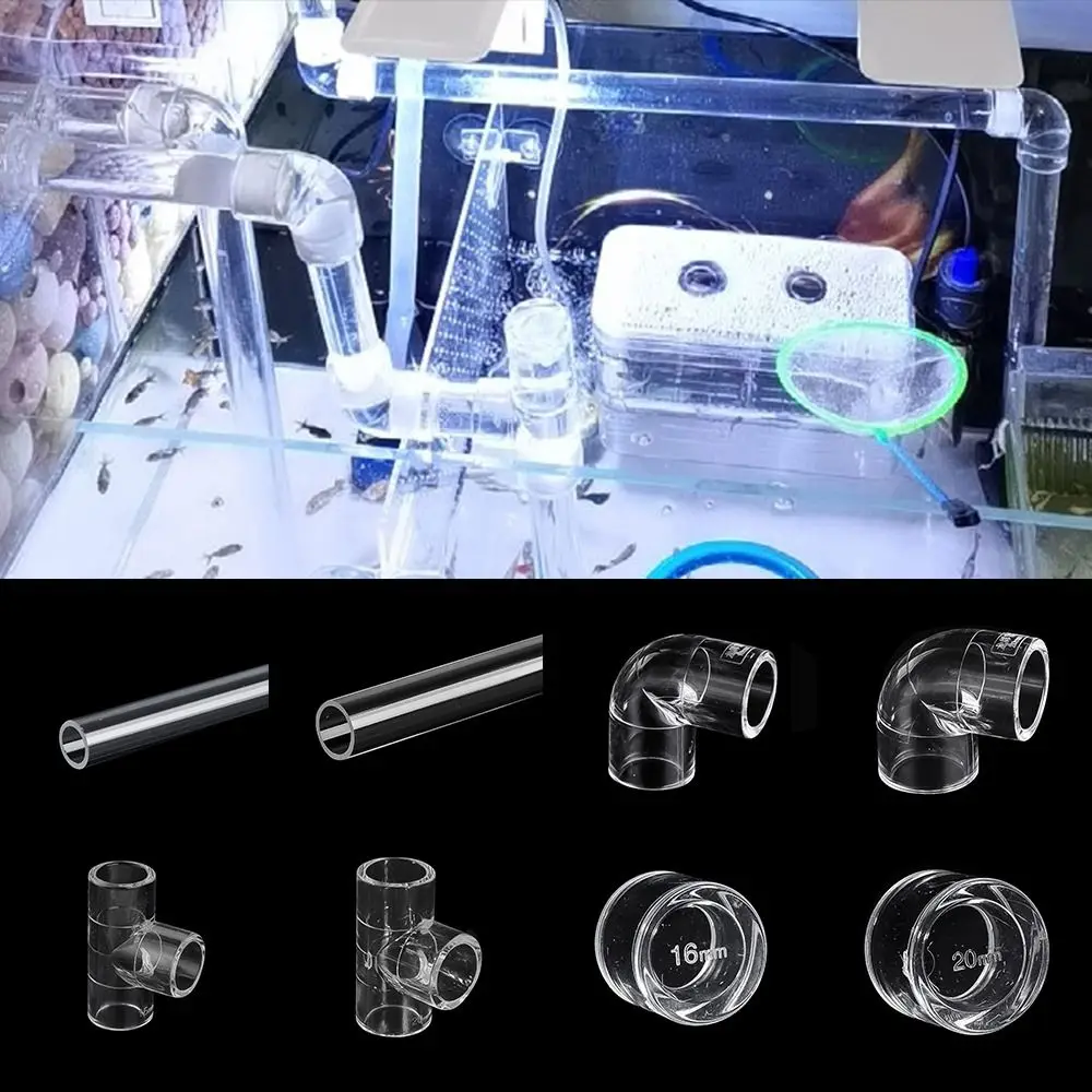 16 20 مللي متر تجهيزات أنابيب الاكريليك 90 درجة الكوع شفافة شبكي حوض للأسماك حديقة مشتركة واضح المحملة موصلات