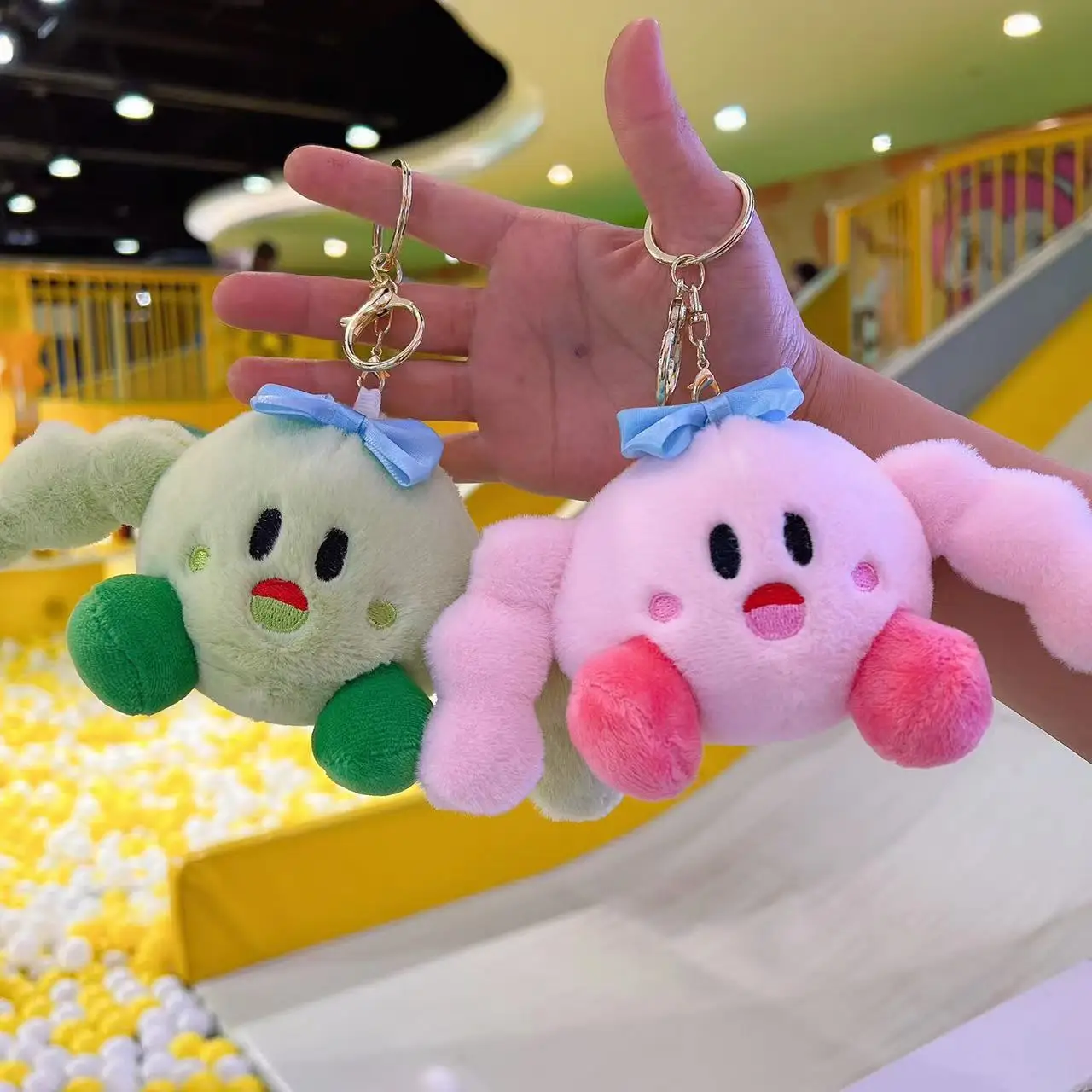 

Kawaii Anime Kirby Plush Toys Keychain Anime Cartoon Star Kirby Interesting Muscle Fitness Backpack Pendant Peluche Doll Gift