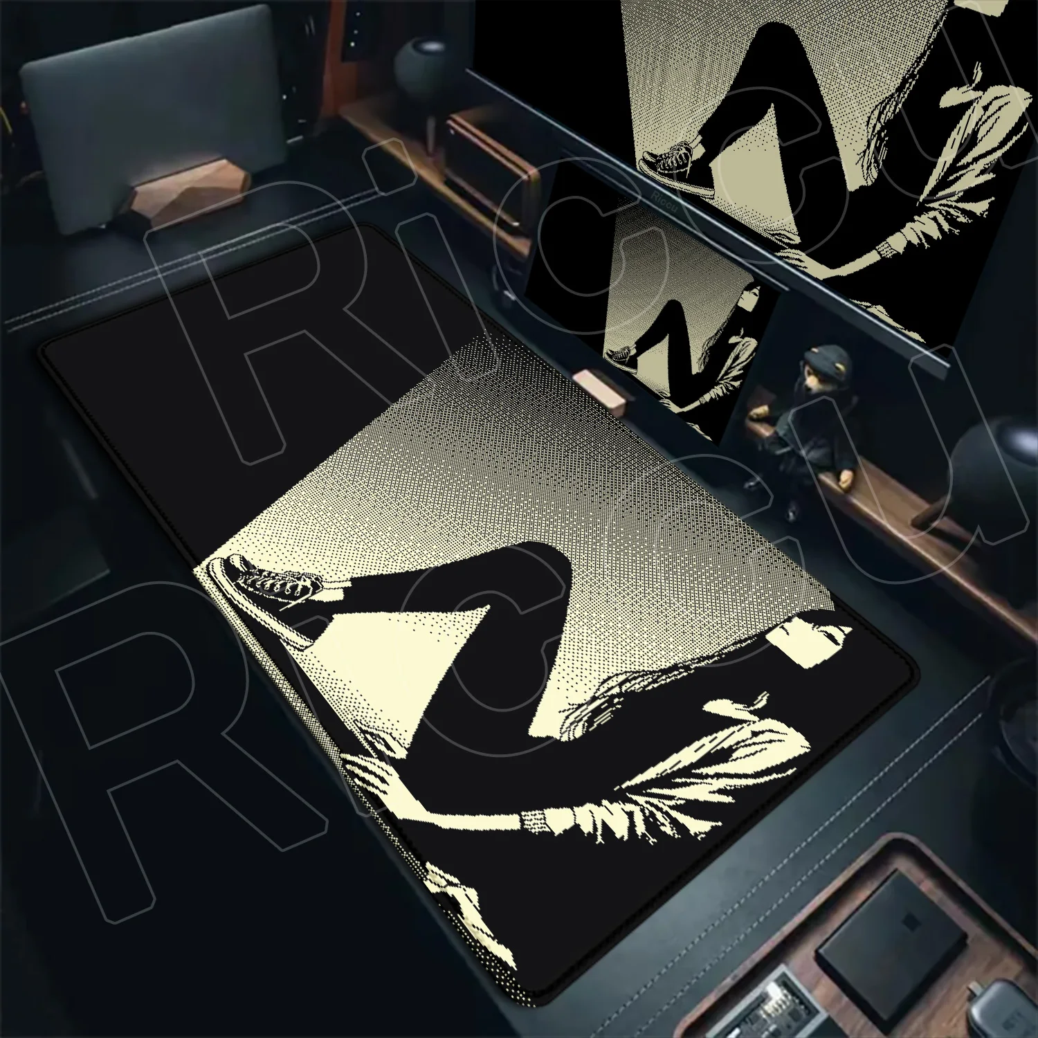 XXL HD printing Anime Girl Mouse Pad XXL Black White Cool rapid response Mousepad Keyboard Pad PC Accessories Desk Mat Carpet