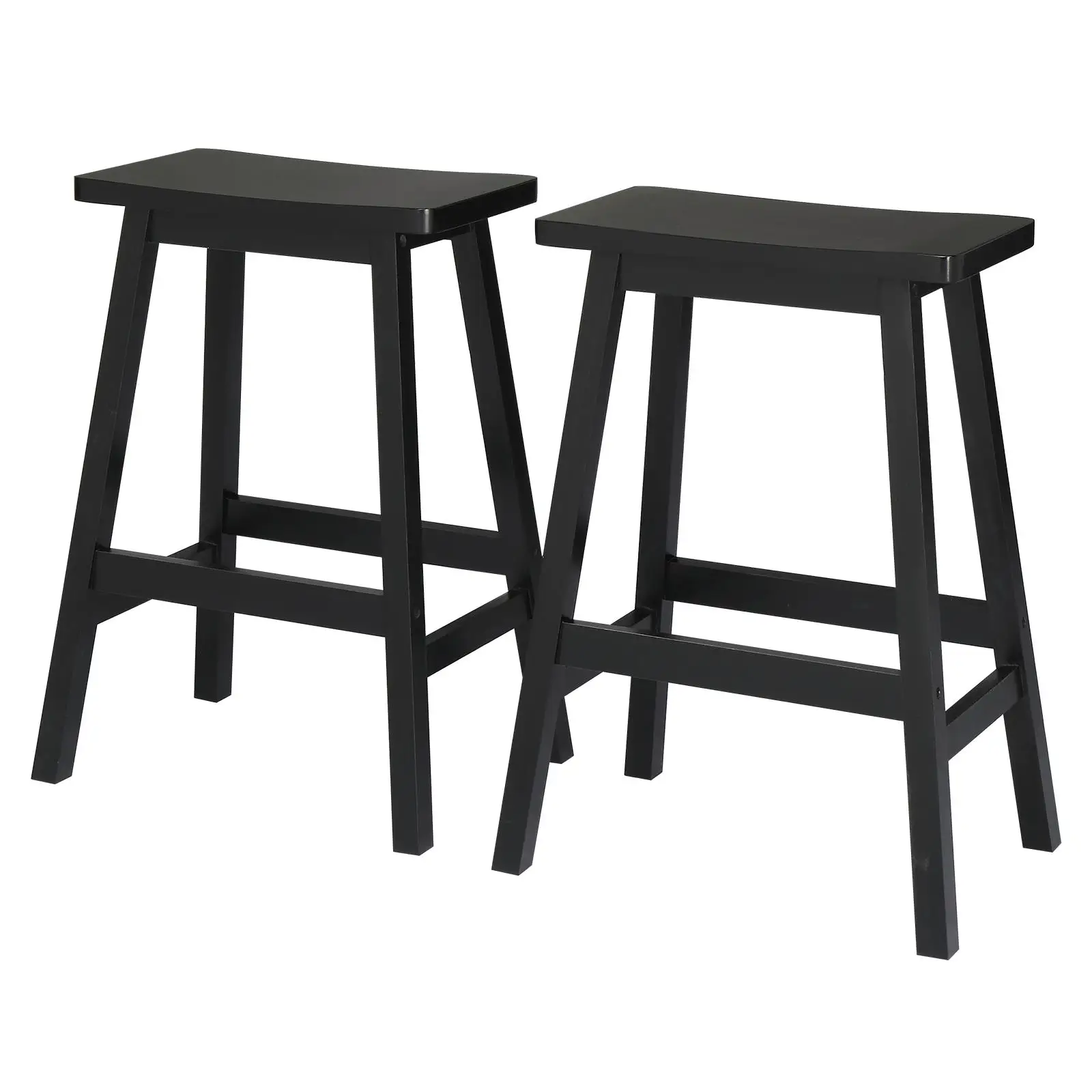 

Set of 2 Black Pine Wood Seat Bar Stools - Stylish & Durable Design