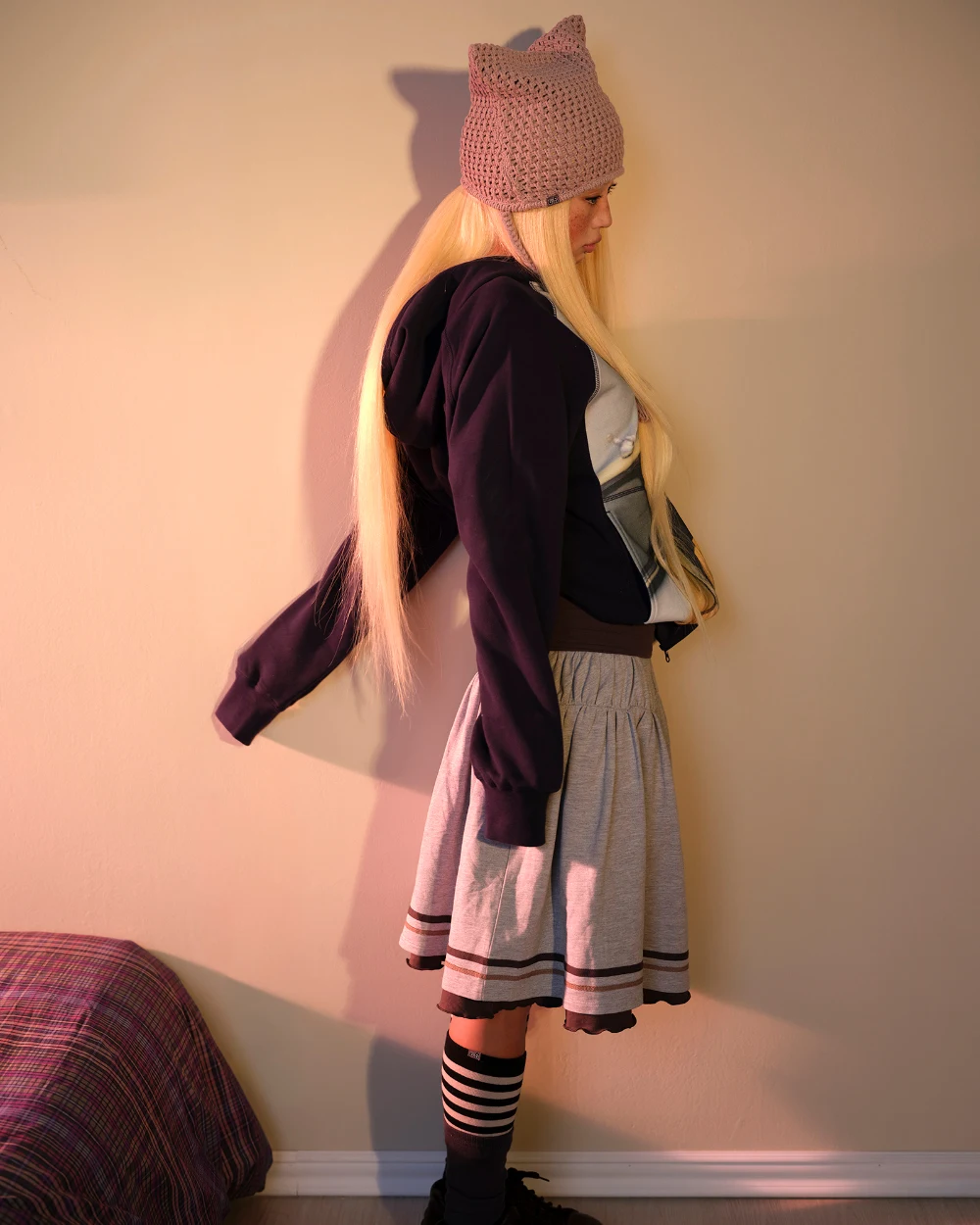 COY Big Eye Doll Digital Print Hooded Open Jacket Hoodie Design Sense Coat