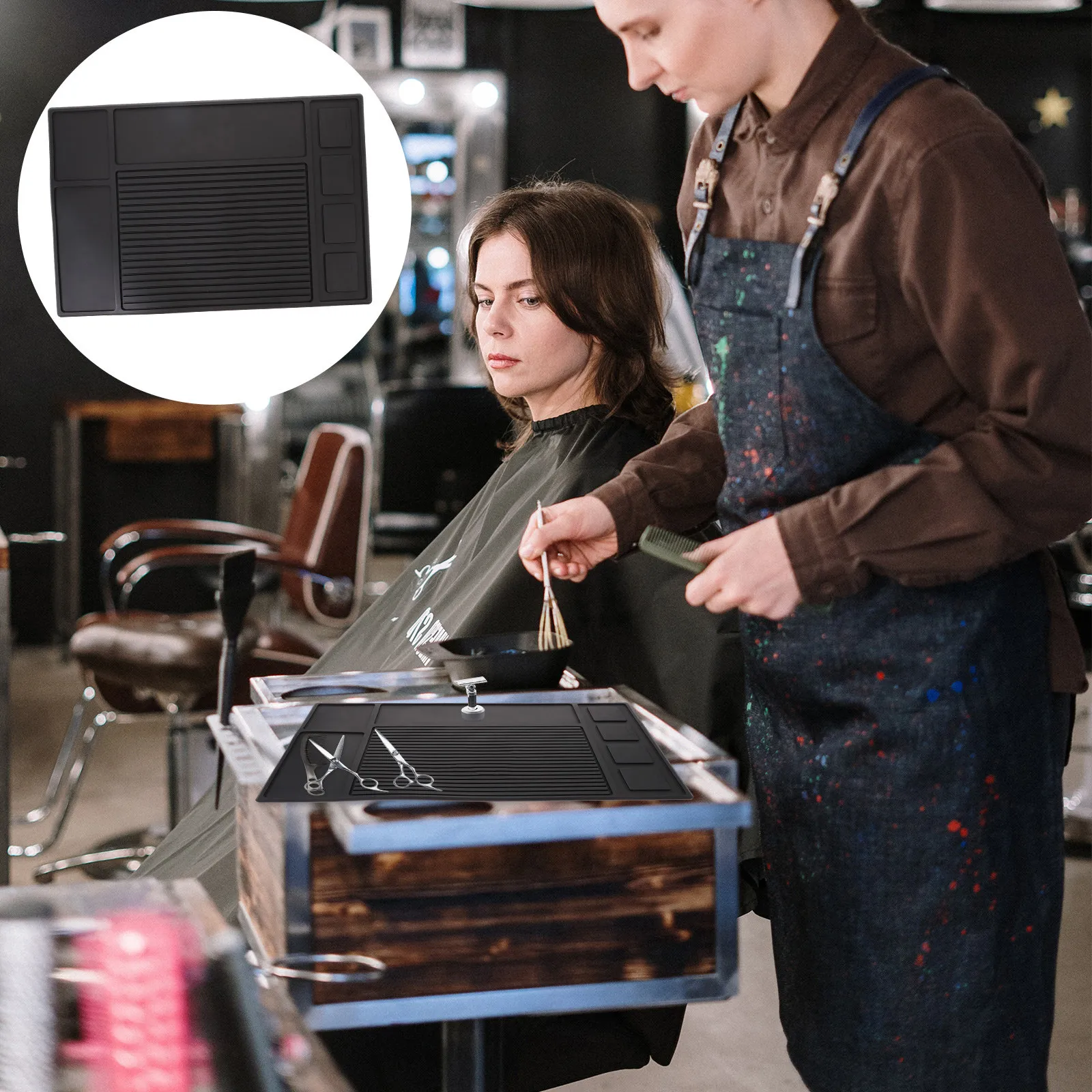 

Силиконовый противоскользящий коврик для парикмахерских инструментов: для домашнего и салонного использования, для хранения машинок для стрижки и триммеров