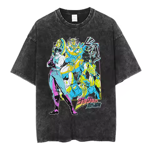 Kira Yoshikage Killer Queen Manga T-shirts Men Women Clothing Cotton Casual T Shirt Anime JoJo Bizarre Adventure Washed T-shirt
