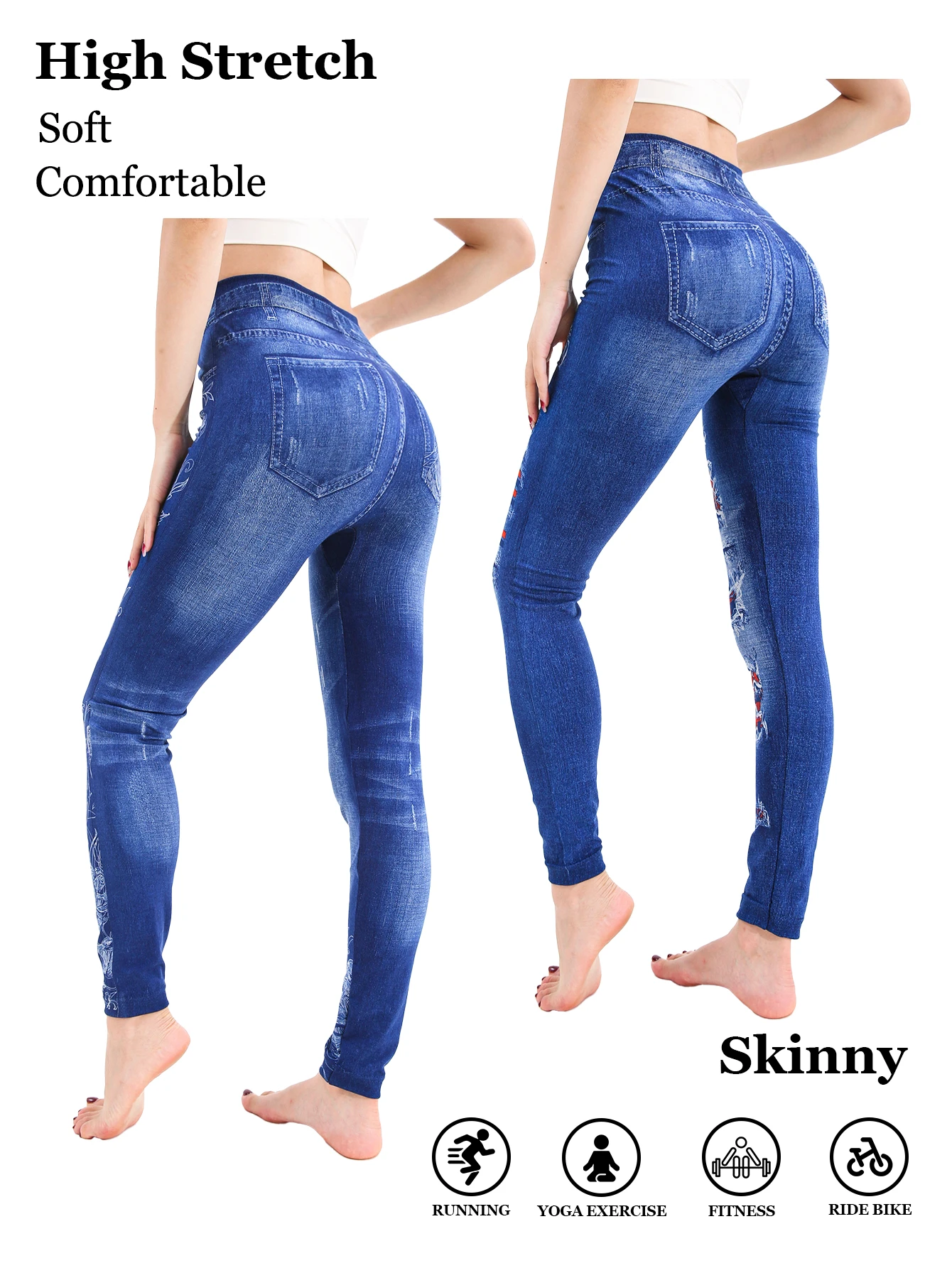 CUHAKCI خريف شتاء جديد رسم زهرة المرأة عالية الخصر تقليد كاوبوي السروال الأحمر لكمة مطبوعة الرياضة ركاب الجوارب