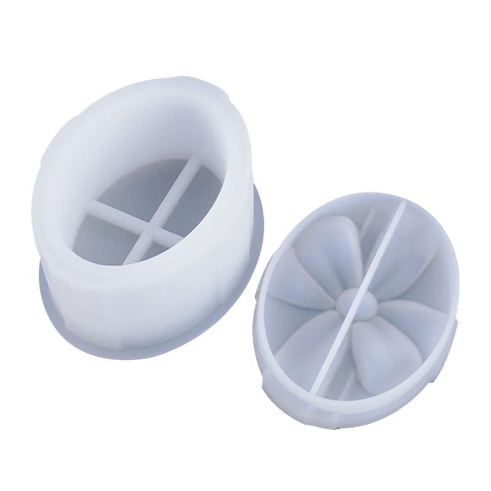 قوالب راتينج السيليكون صندوق مجوهرات بيضاوي غطاء على شكل فيونكة لإكسسوارات الحرف اليدوية التي تصنعها بنفسك وتخزين العناصر الصغيرة قالب راتنجات الايبوكسي