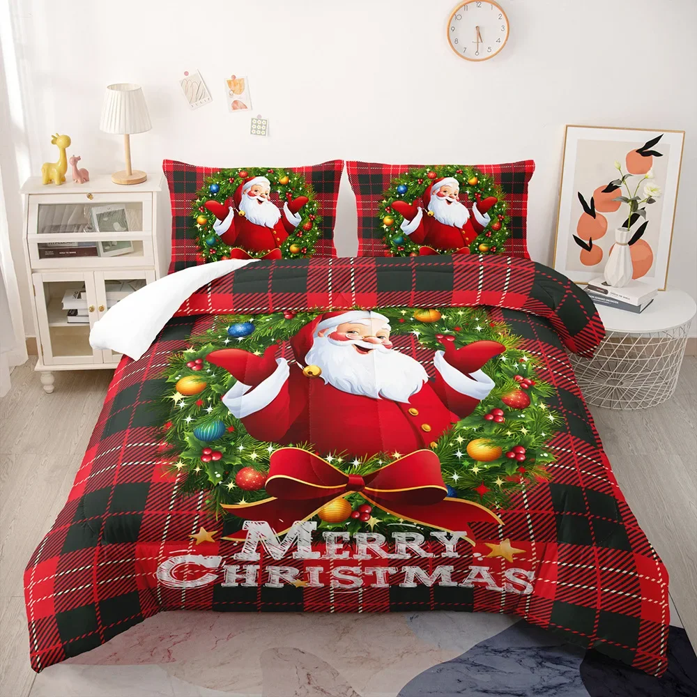 Christmas Bedding Sets Brushed Digital Printted Three-Piece Bed Set Christmas Duvet Cover Comforter Sets