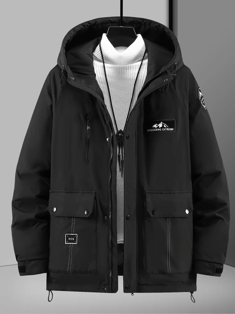 

Extra Large aphene Thiened Cotton Jaet Men's Winter Warm Coat Loose Fit Heavy Du Cotton Padded Jaet for Cold Weather