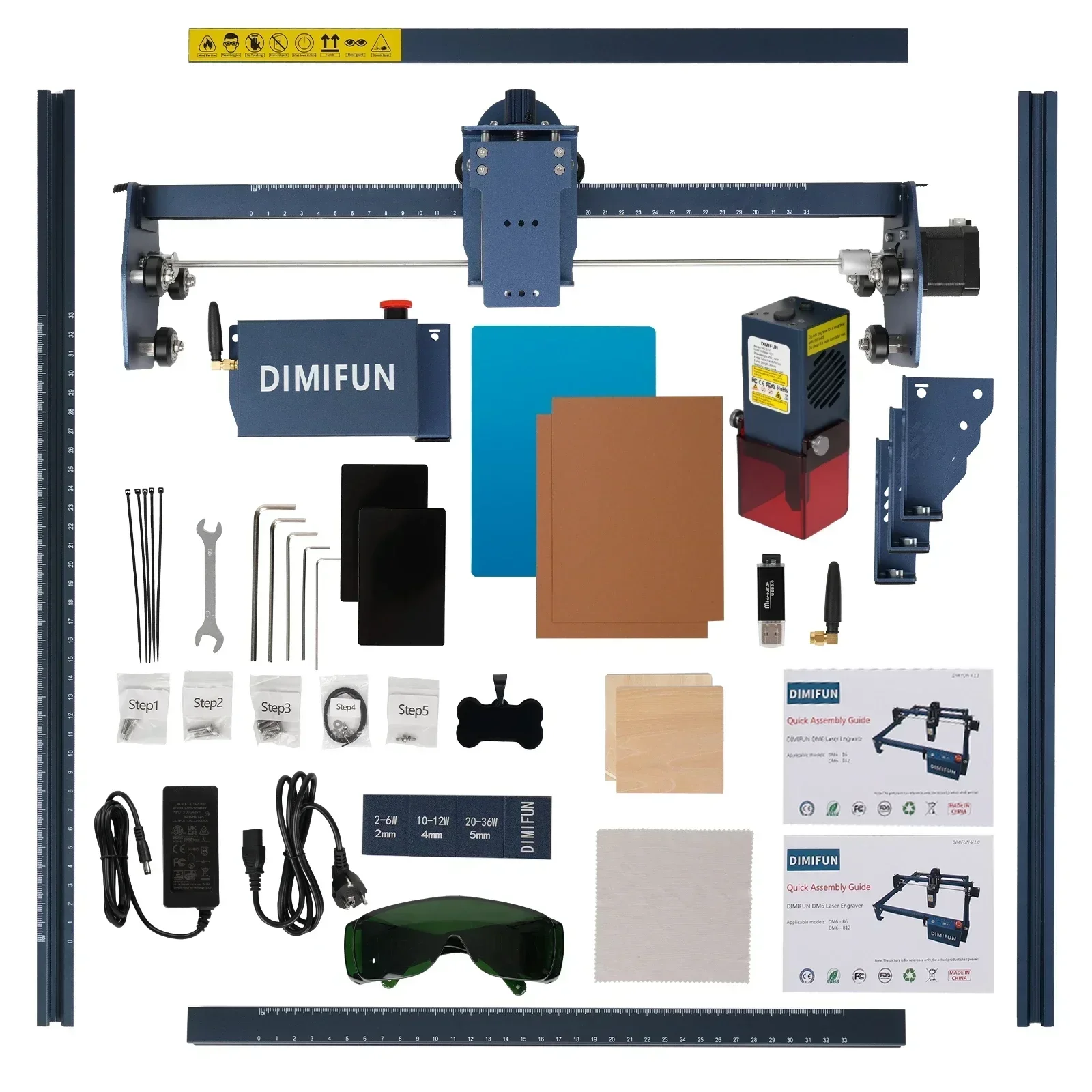 DIMIFUN DM6 лазерный гравер резак для начинающих 12000 мм/мин 60 Вт DIY KIT телефон подключение деревообрабатывающий гравировальный станок по металлу