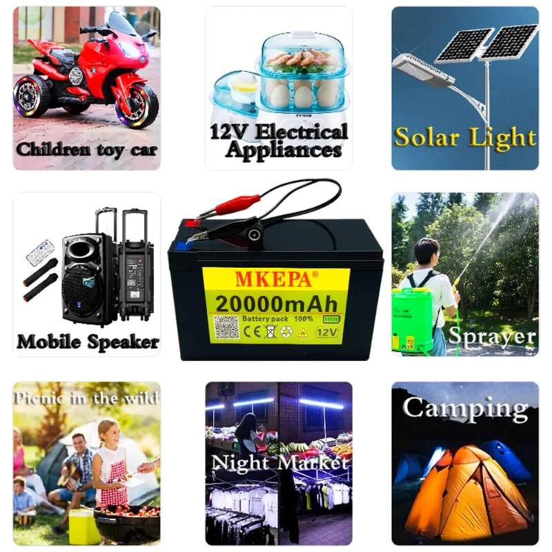 حزمة بطارية ليثيوم 12 فولت 20 أمبير 18650، مع 20 أمبير BMS، مناسبة لرش سيارات لعبة الأطفال والسيارات الكهربائية والطاقة الشمسية جاهزة للاستخدام #5