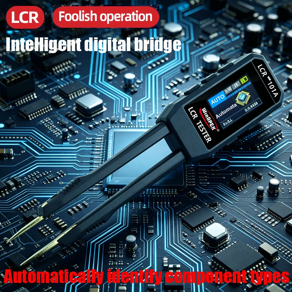 WinAPEX LCR-101A Smart Tweezer LCR Meter Auto Identify SMD L C R ESR D Q Tester 6 Freq IPS Display for Electronics Repair