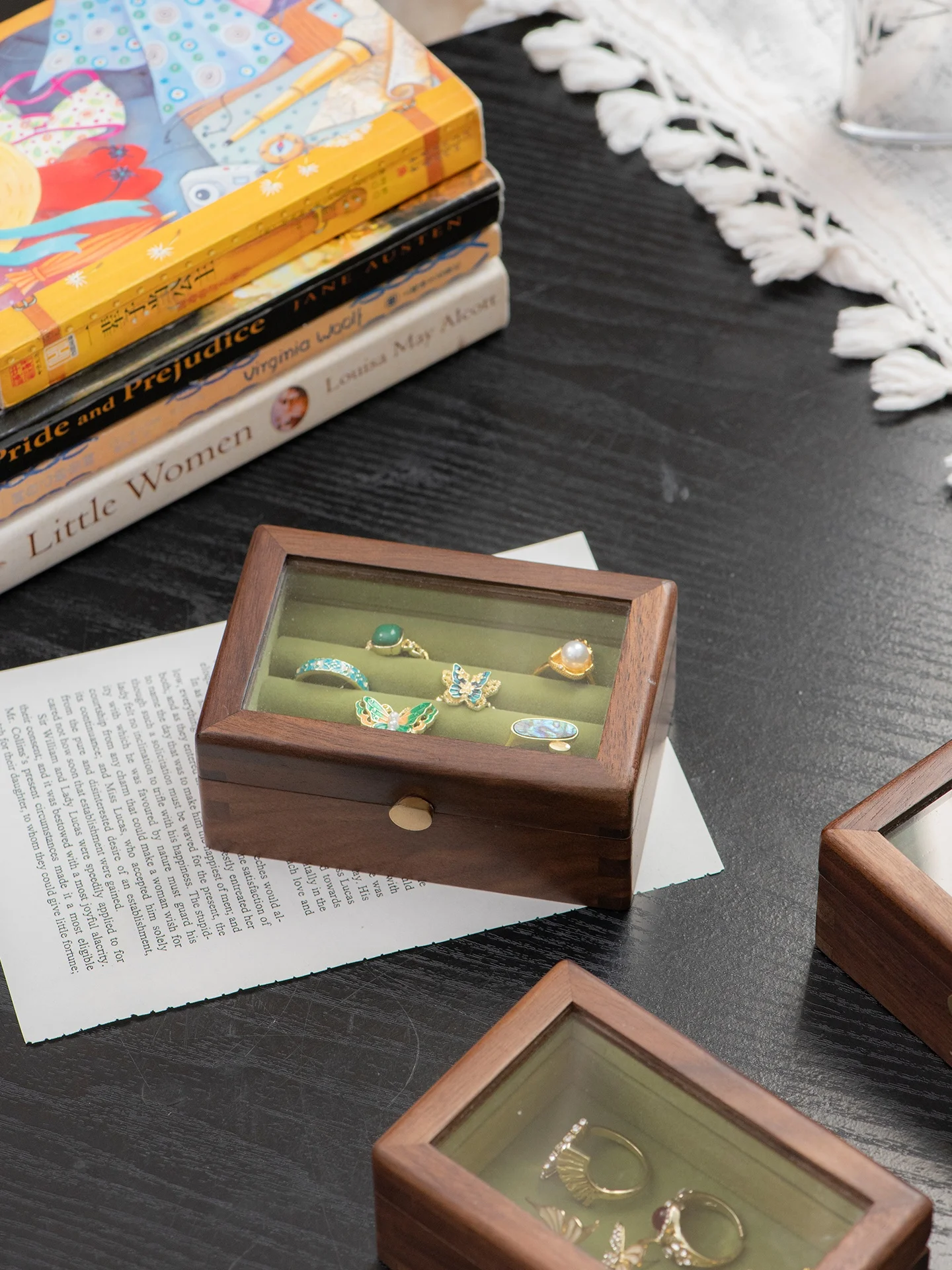 Rustic Wooden Ring Box Creative Wedding Ceremony High End Feeling Marriage Band Multiple Rings Storage Box Eco Friendly