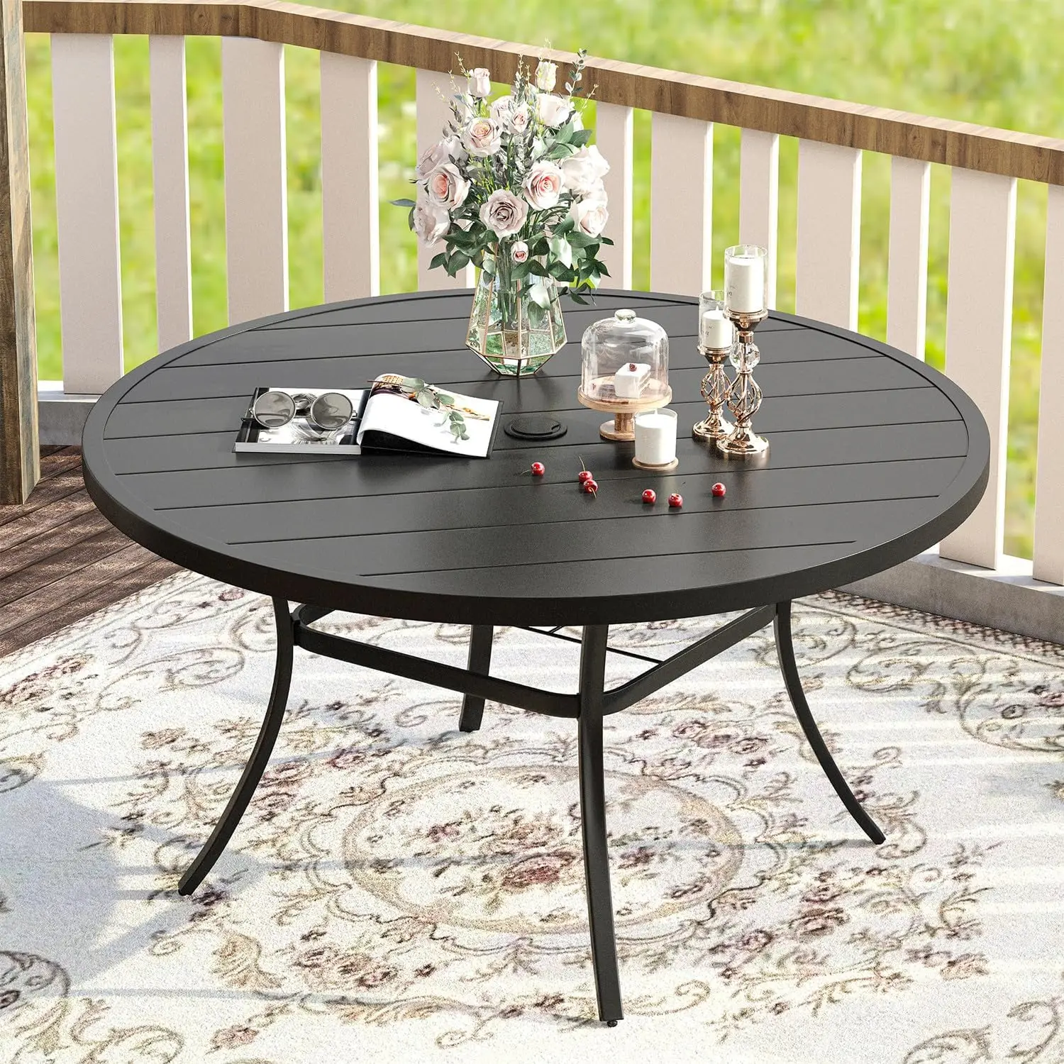 VICLLAX Metal Patio Dining Table for 8, 54