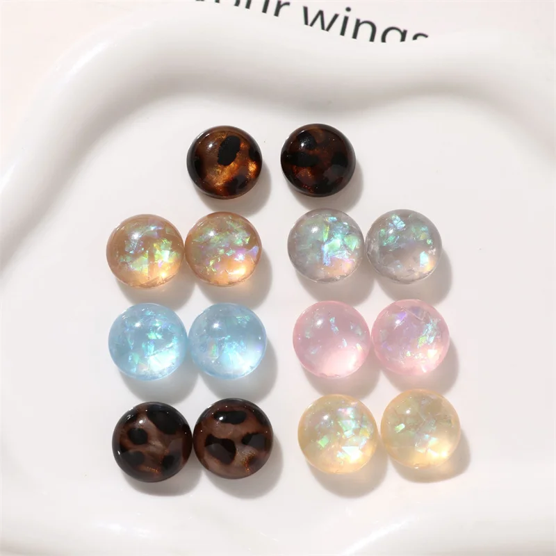 Summer style 100pcs/lot 14mm color print geometry rounds shape resin cabochon diy jewelry garment accessory