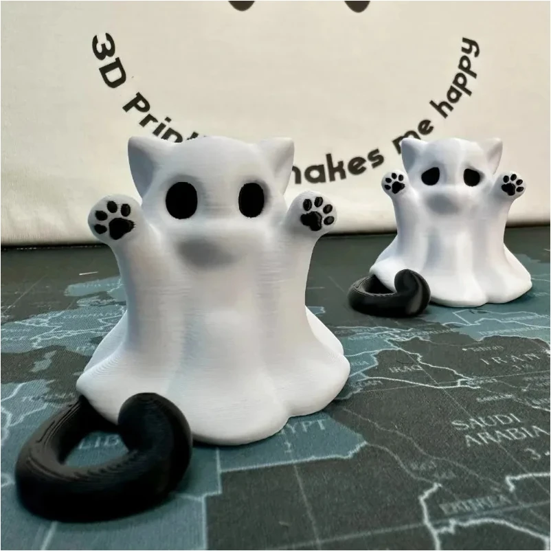 Mini Kitten Ghost Ornaments Afraid of Cute Desktop Atmosphere Halloween Feeling Send Girlfriend Cat Gift Home Decoration Crafts