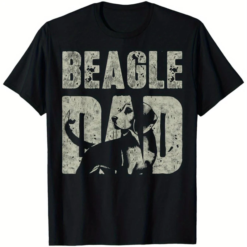 Herren Beagle Dad Retro T-Shirt - Verziert mit Beagle-Muster und Pfotenabdruck-Buchstaben, Perfektes Geschenk für Männer Nur für Hundeliebhaber – Detail 2