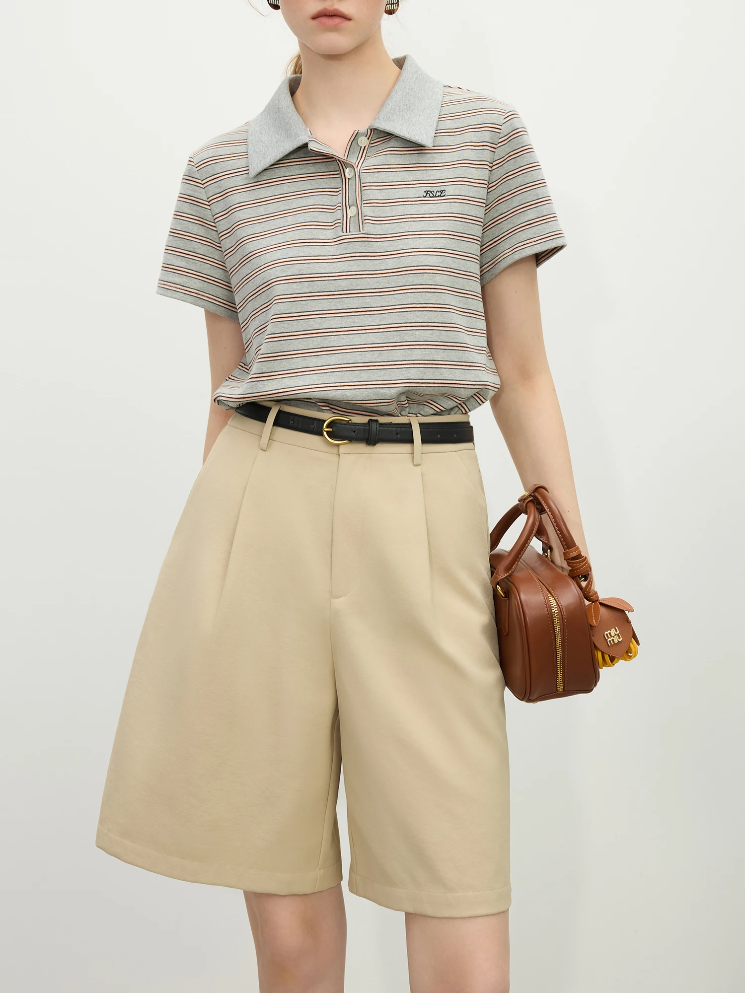 FSLE Polo Collar Retro Knitted Short-sleeved T-shirt Women's Spring 2025 New De… - Image 4