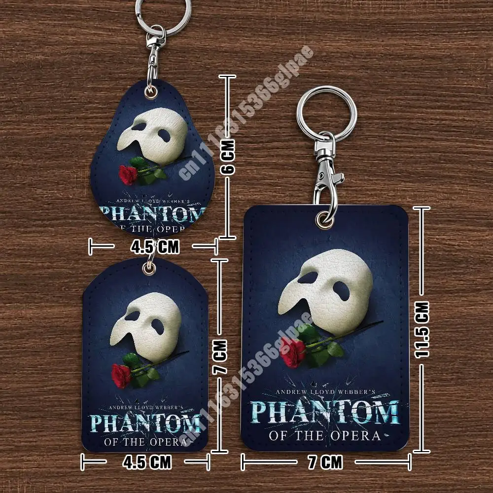 Musical P-Phantom Of The O-Opera Leather Keychain Card Holder for Airtag & ID Cards Business Bag Charm