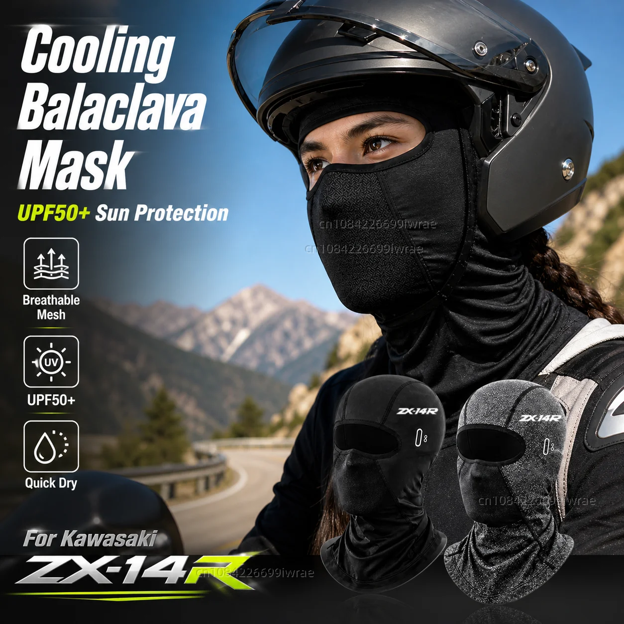 Cooling Motorcycle Balaclava Mask UPF50+ UV Protection Breathable Face Cover Summer For Kawasaki ZX14R ZX 14R ZX14 R ZX 14 R