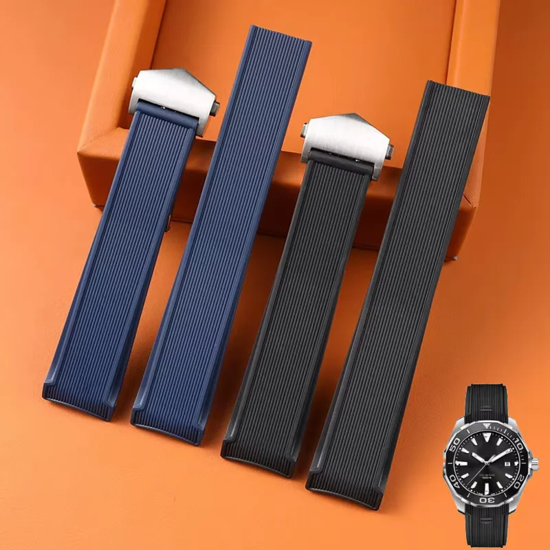 

Silicone Rubber Watch Strap For Tag Heuer CARRERA AQUARACER 300 WAY201A WAY211C Black Blue Watch Bracelet accessories 22mm