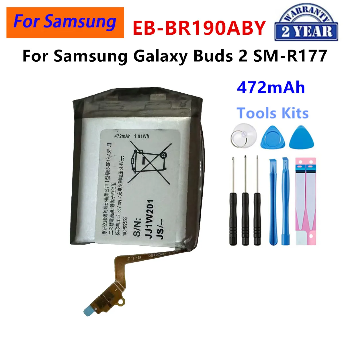 Brand New EB-BR190ABY 472mAh New Battery For Samsung Galaxy Buds 2 SM-R177 Watch Batteries+Tools