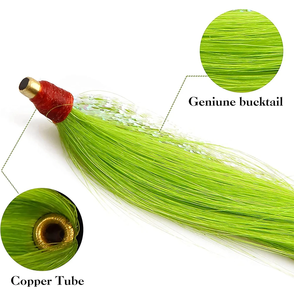 Imagem -03 - Cobre Tubo Bucktail Teasers Ganchos de Pesca Iscas de Água Salgada Saias Flash Plugs 500 Pcs