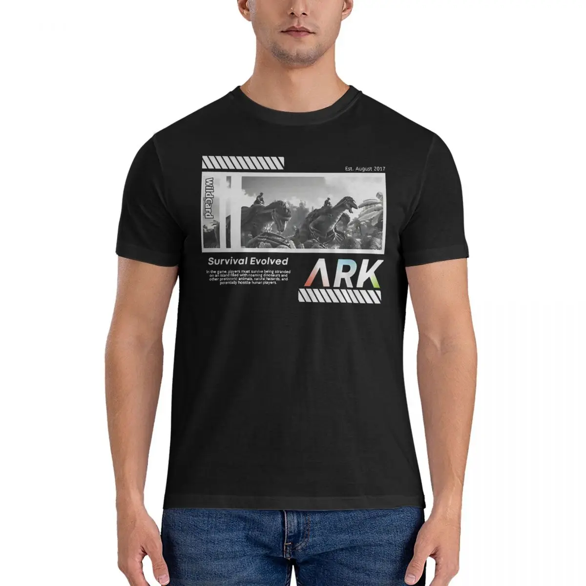 Simple T Shirt for Men Cotton Humor T-Shirts Crewneck ARK Survival Evolved Tees Short Sleeve Tops Classic