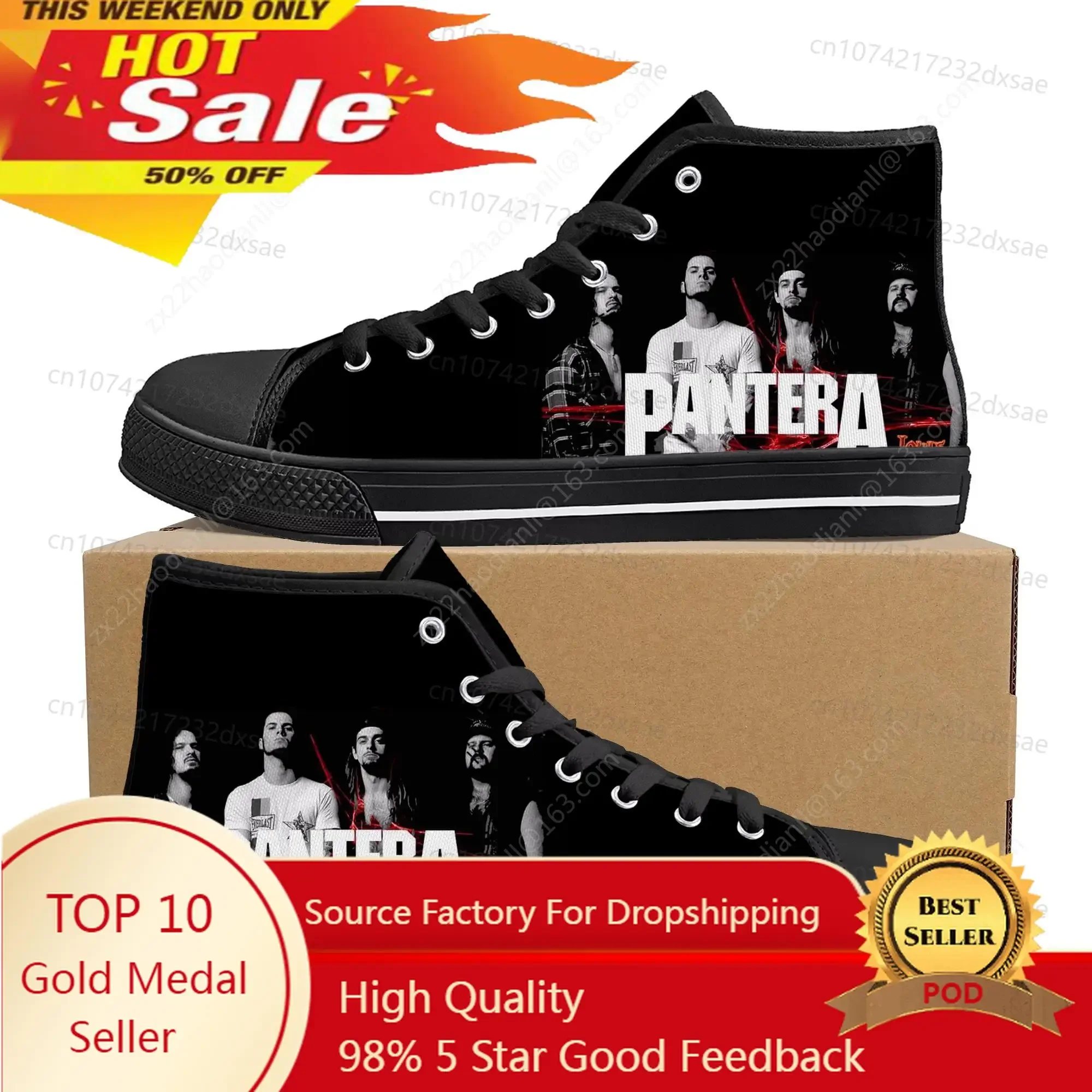 

Pantera Metal Band Pop High Top High Quality Sneakers Men Women Teenager Canvas Sneaker Casual Couple Shoes Custom Shoes