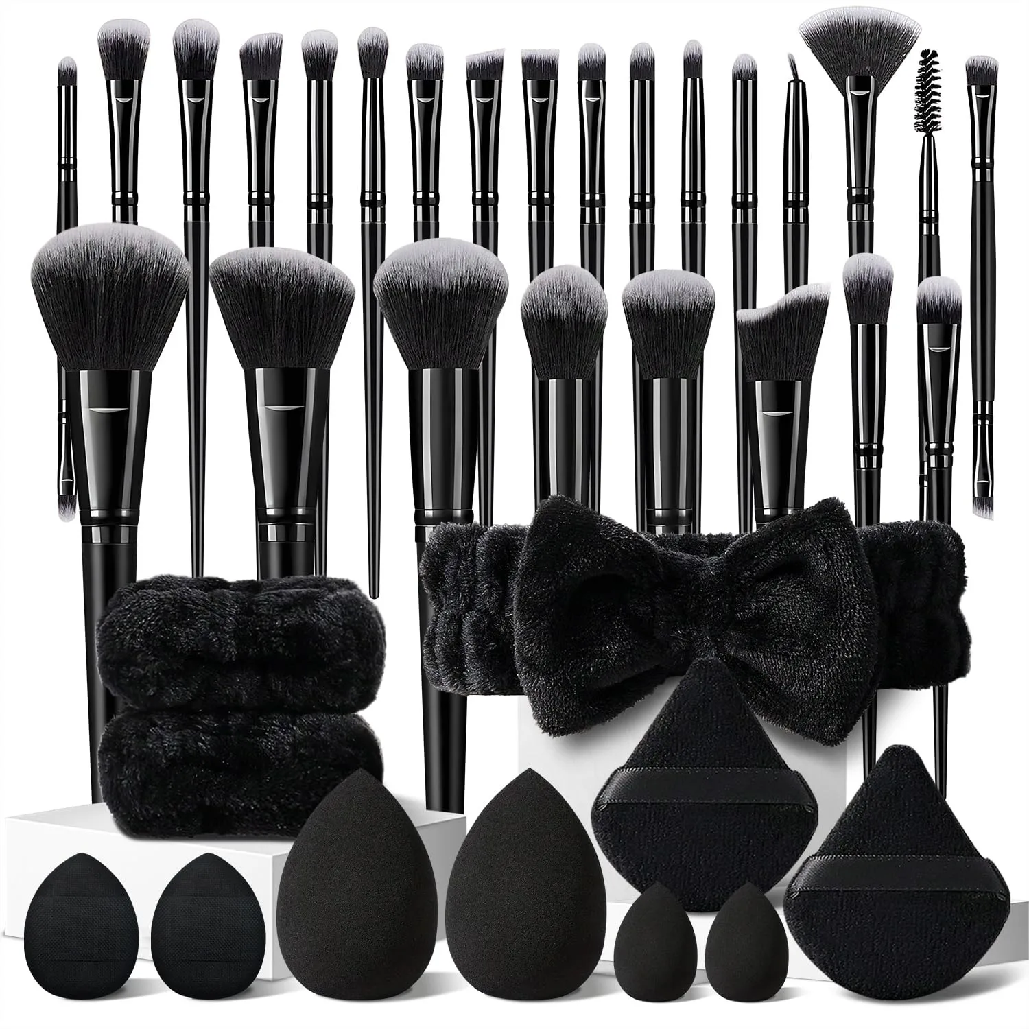 

Makeup Brushes Set 36Pcs, Professional Black Synthetic Foundation Brush Kit for Face and Eyes, Soft & Even Application