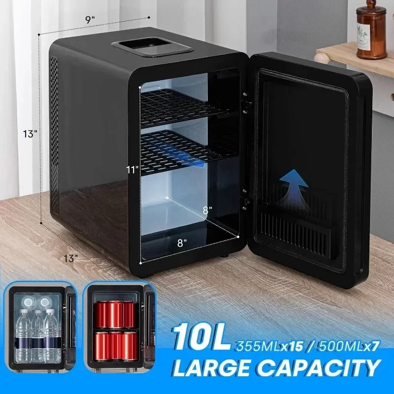 Mini Refrigerator Skincare Fridge 10L Portable AC+DC Power Cooler & Warmer Cosmetic Fridge for Bedroom, Car, Office, Skincare