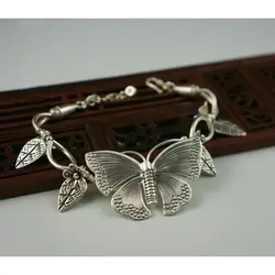 Vintage Fashion Personality Silver Color Butterfly Bracelet Unisex Hip Hop Punk Open Bracelet Banquet Jewelry Accessories Gift