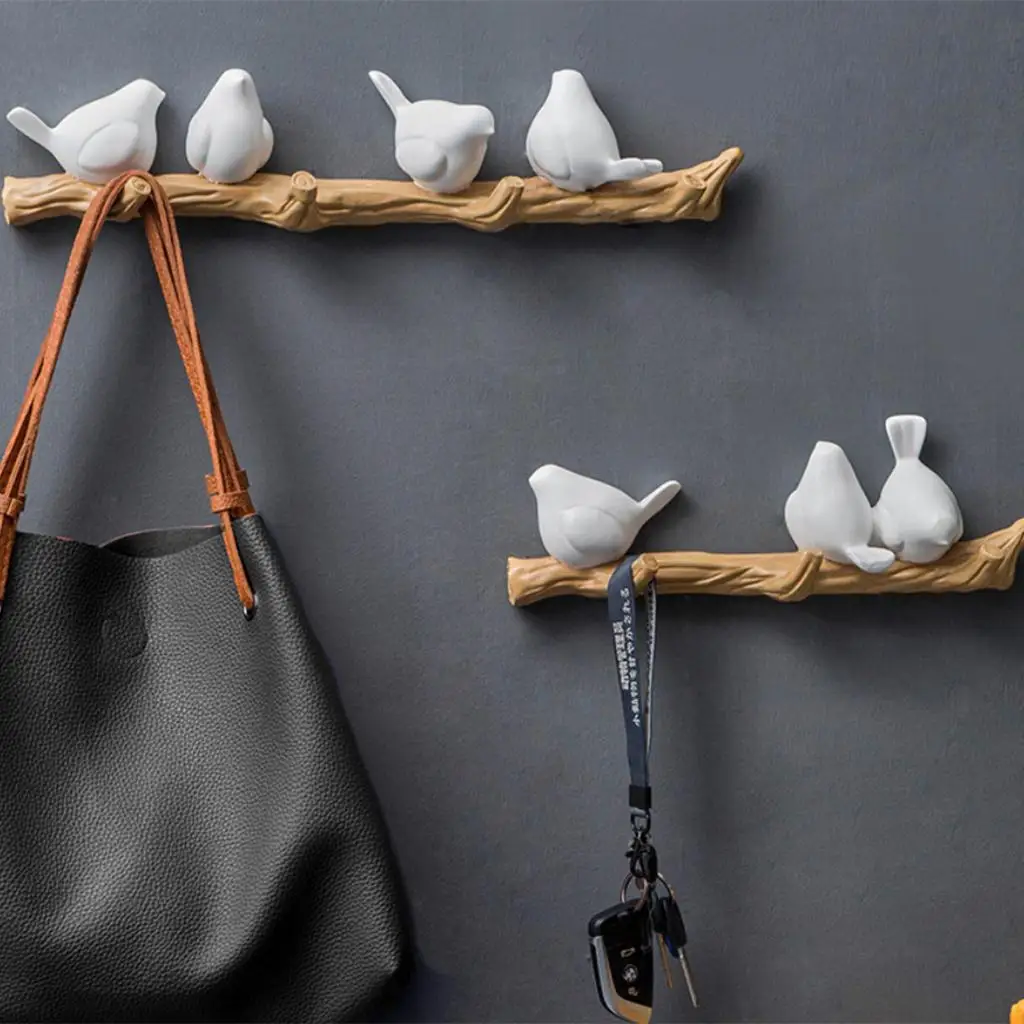 3D Resin Bird Hangers Wall Mounted Coat Robe Hook Rack f/ Handbag Bag Coat Robe Towels for Home Bathroom Living Room