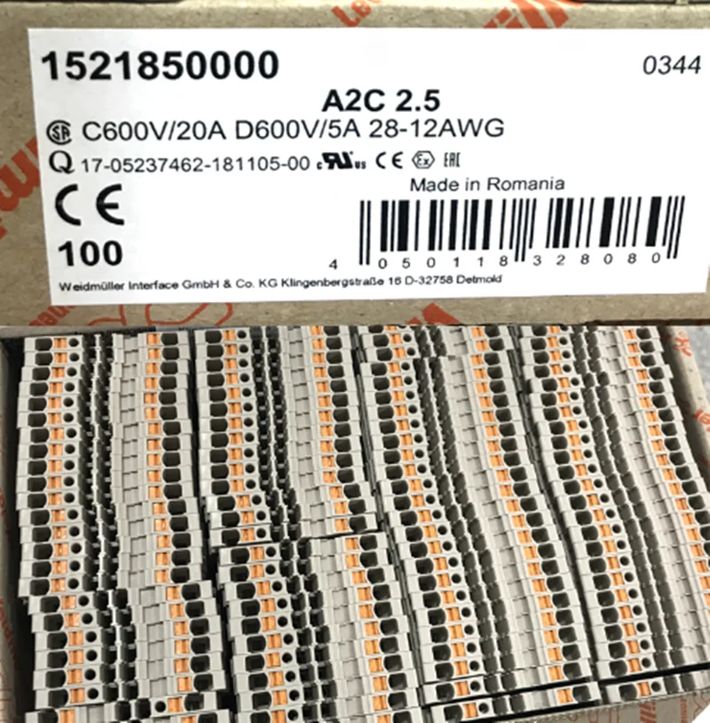 A2C 2.5  Straight through terminal 1521850000 connector  100pcs