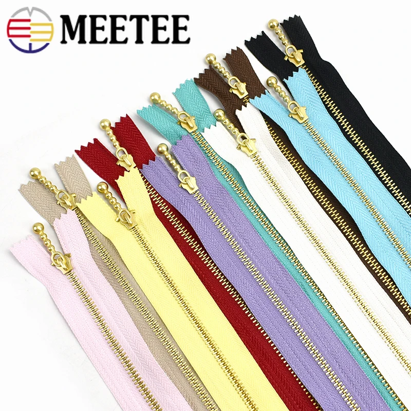 

10/20pcs 3# 12/15/20cm Metal Zipper Close End Gold Teeth Decorative Zip Sewing Closure Repair Kit Garment Purse Bag Accessories