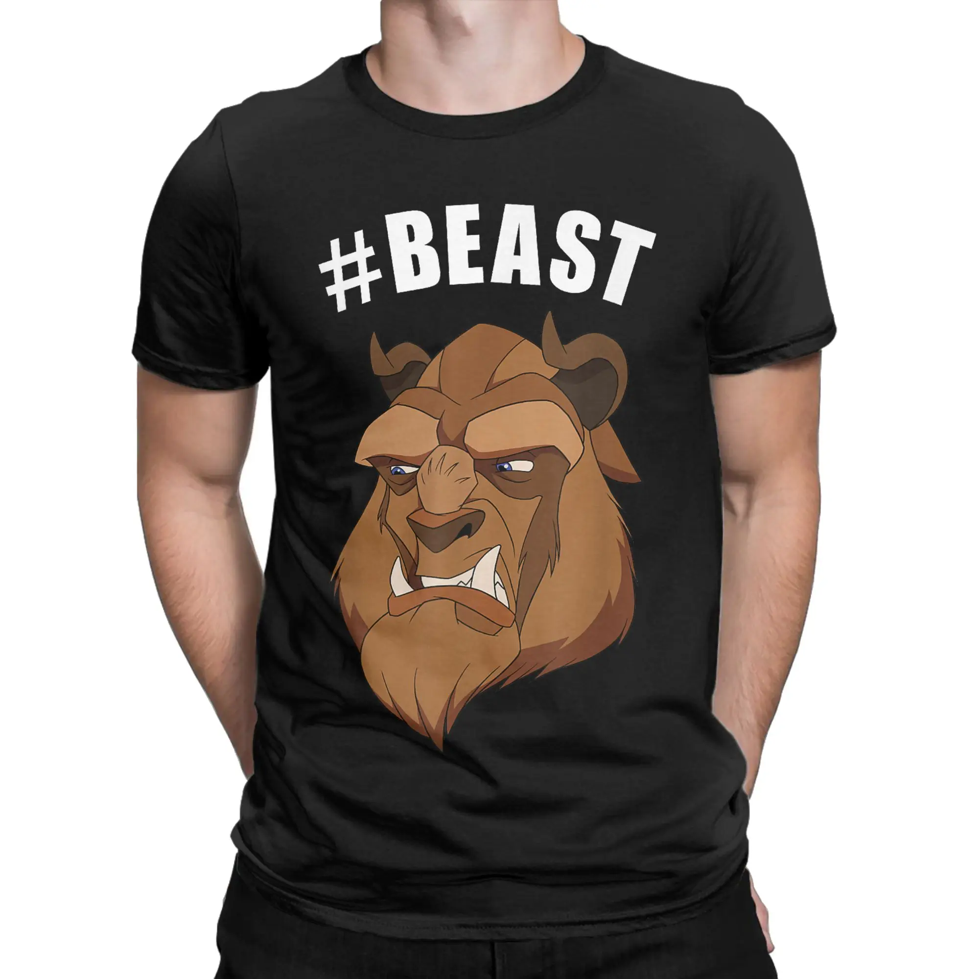 Beauty and The Beast Hashtag Beast Men T Shirts  Funny Tees Short Sleeve O Neck T-Shirt Pure Cotton Plus Size Clothing view 2