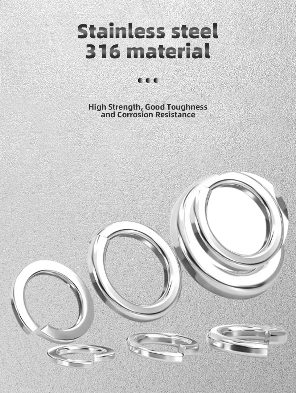 316 Edelstahl-Spannring, selbstsichernd, GB93, mit quadratischen Enden, geteilte Feder-Sicherungsring, elastische Sicherungsring-Dichtung, M2-M30 – Detail 8