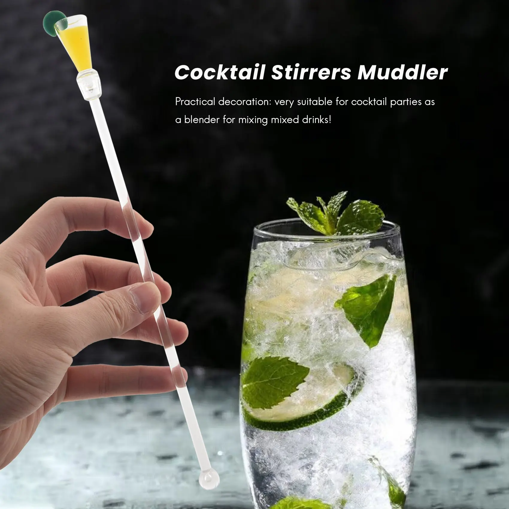 

10Pcs Cocktail Stirrer Drink Mixing Stick Set Acrylic Cocktail Mixer Blender Bar Supplies Swizzle Stirrer