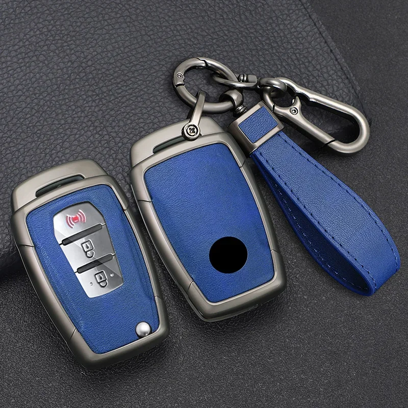 Zinc Alloy+ Leather Car Flip Key Case Cover Shell Fob For SsangYong Kyron 2 Sanka Actyon Korando Tivoli Protective Accessories